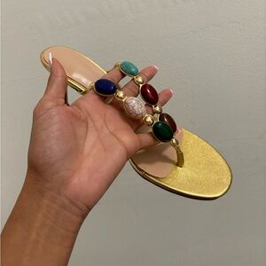 Gold Multi-Stone Women's Sandals